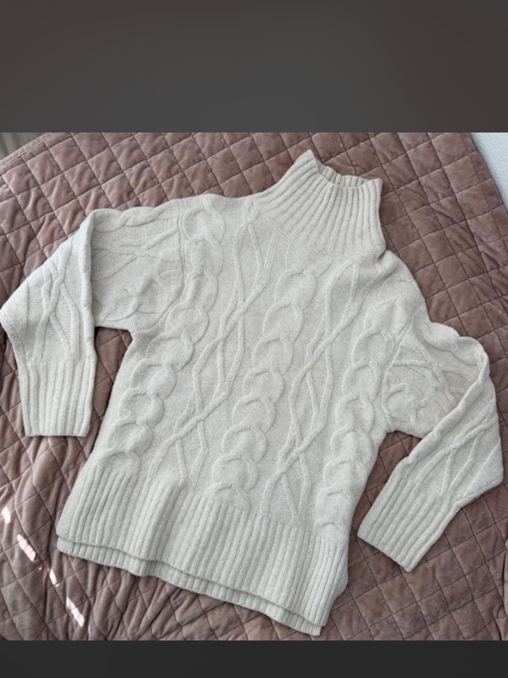 a new day Cream Cable Turtleneck Sweater